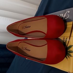 Suede Red Wedge Heels